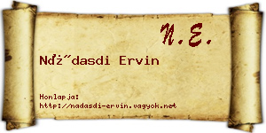 Nádasdi Ervin névjegykártya